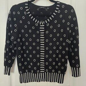 Carlisle Black Pearl-Beaded Sweater with Peek-a-boo Circles